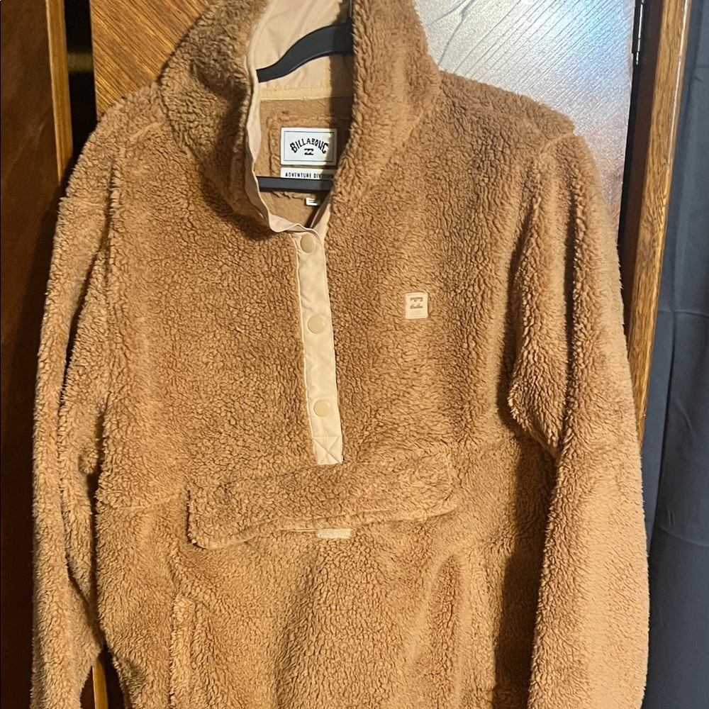 Billabong Men's Tan Fleece Zip Up Sweater